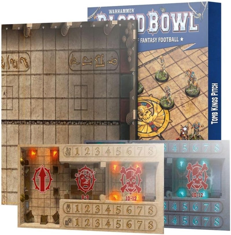 WARHAMMER Games Workshop Blood Bowl: Tomb Kings Double-Sided Pitch and Dugouts - Image 1